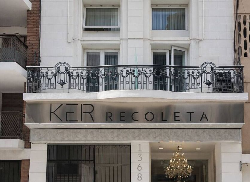 Ker Recoleta Hotel in Buenos Aires exterior with ornate balcony and entrance