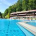 Hotel Smarjeta - Terme Smarjeske Toplice outdoor pool with lounge chairs and forested surroundings in Šmarješke Toplice