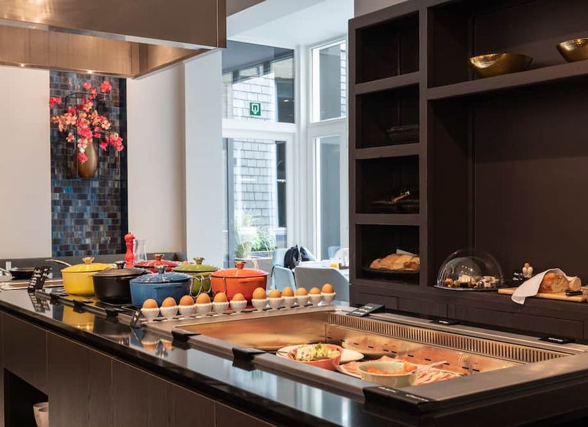 Boutique Hotel Sablon by CW Hotel Collection breakfast buffet with hot dishes in Bruges