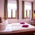 Pension an der Pillnitzer Schlossfähre Dresden guest room with double bed, desk, and large windows