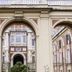 Hotel Chopin in Genoa, arched courtyard entrance with ornate historic facade