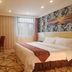 Spring Hotel Dalian guest room with king bed, desk, wall-mounted TV, and large window