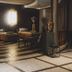 Der Gollinger in Hinterglemm spa lounge with Buddha statues, lounge chairs and striped floor
