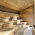 Heilthermen Resort Bad Waltersdorf sauna with wood benches and glass wall overlooking outdoor terrace