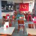 ibis Granville Port de Plaisance bar and lounge with colorful seating in Granville