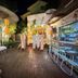 Tonight Inn in Hangzhou outdoor wooden deck dining area with hanging lanterns and bar seating