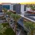 Hilton Garden Inn Chandler Downtown in Chandler with palm trees and a courtyard at sunset