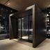 Shilla Stay Mapo Hongdae lobby with modern black entrance and built-in shelving in Seoul