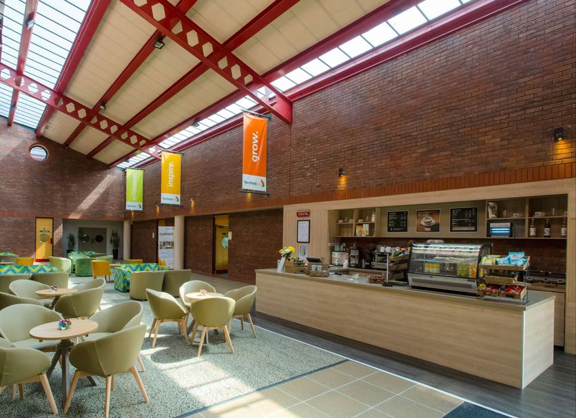Yarnfield Park Training and Conference Centre in Stone lobby café seating and counter