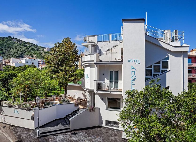 Hotel Angelina in Sant'Agnello, exterior with rooftop terrace and hillside views