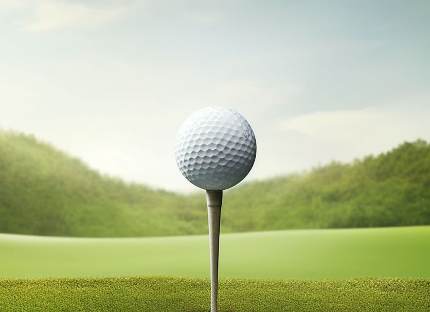 Hotel Sa Cralla Villasimius golf ball on tee with green course and hills