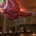 Fiesta Americana Cozumel dining room with tables, wine glasses and pink ceiling sculpture