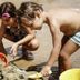 Children playing in sand at Novotel Marseille Vieux Port in Marseille