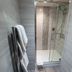 The Upper House in Stoke-on-Trent bathroom with glass walk-in shower and towel warmer