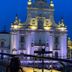 Castello Castriota Scanderbeg in Galatina, illuminated historic facade at dusk with balcony view
