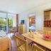 Club Belambra Le Vidourle in Le Grau-du-Roi apartment with terrace view, bed, dining table and kitchenette