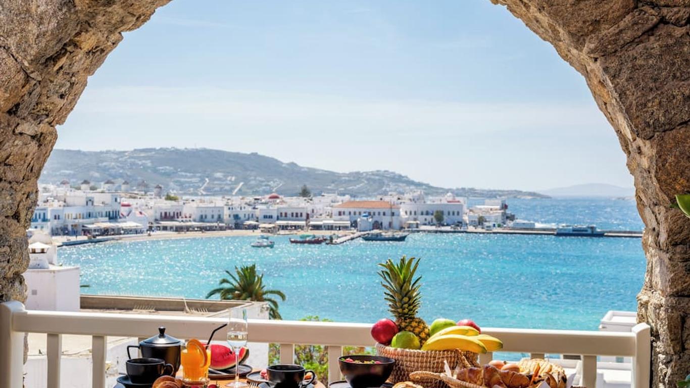 Yalos Hotel Sunset view Mykonos town private rooms
