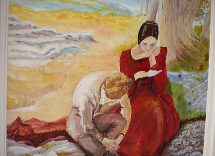 Sli Na Mara, Galway wall painting of a seated couple by a shoreline