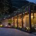 Hotel Ristorante La Rosina in Marostica, illuminated terrace and garden exterior at dusk