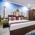 Hotel Taj Heritage in Agra, guest room with Taj Mahal wall mural and king bed