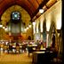 Ashdown Park Hotel & Country Club in East Grinstead, grand vaulted dining hall with arched windows and organ
