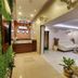 Housez 43 Kolkata lobby with green wall, reception desk, and lounge seating area