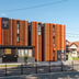 Haberfield Hotel in Sydney, modern orange-striped facade on a street corner