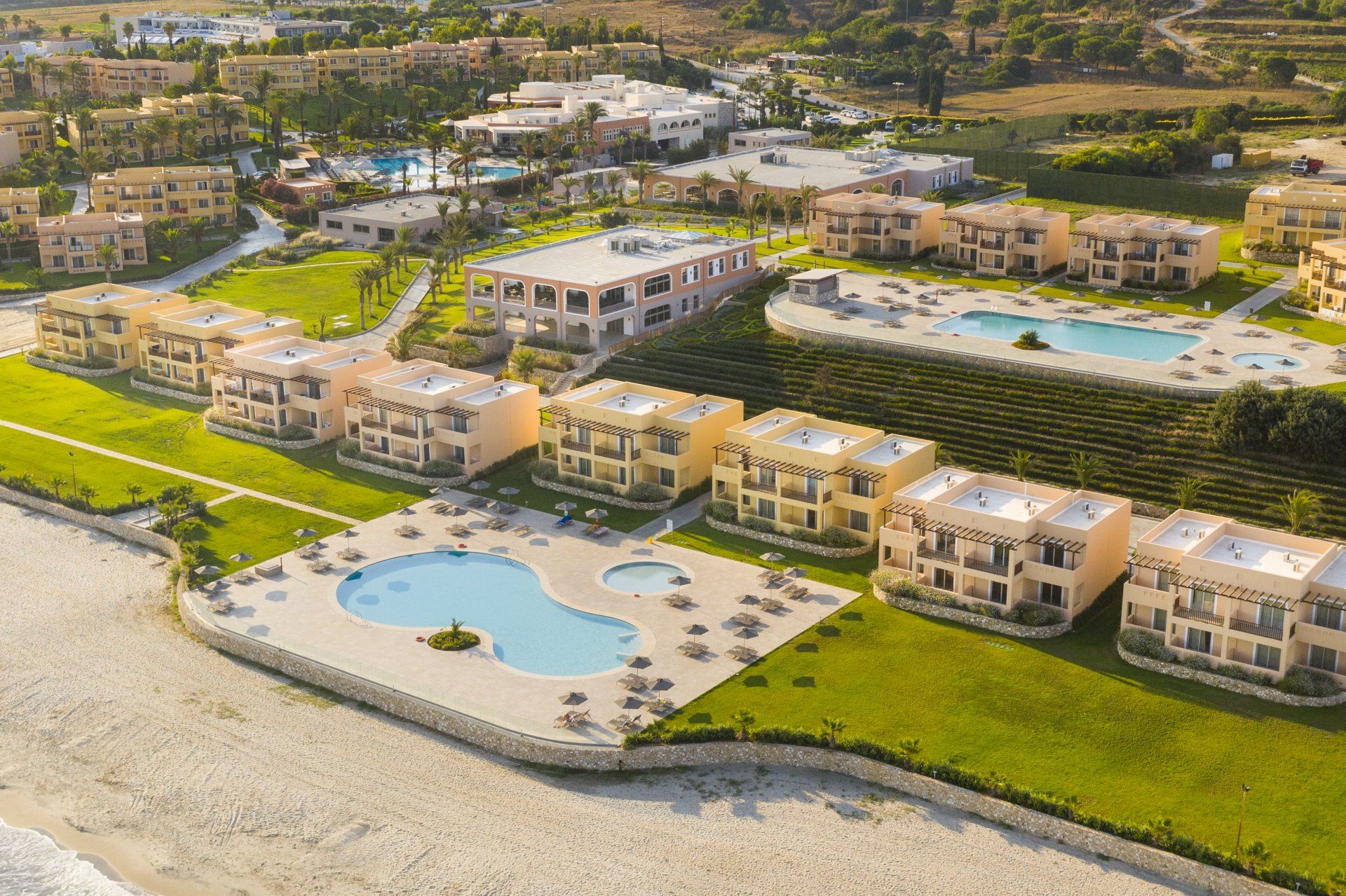 Horizon Beach Resort in Mastichari with beachfront pool terrace and sea-facing resort buildings