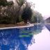 Lagoon Bay-Leonia Holistic Destination in Shamirpet: long pool beside covered terrace and trees