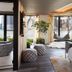 1 Hotel Brooklyn Bridge room with hammock chair and floor-to-ceiling city and bridge views in Brooklyn